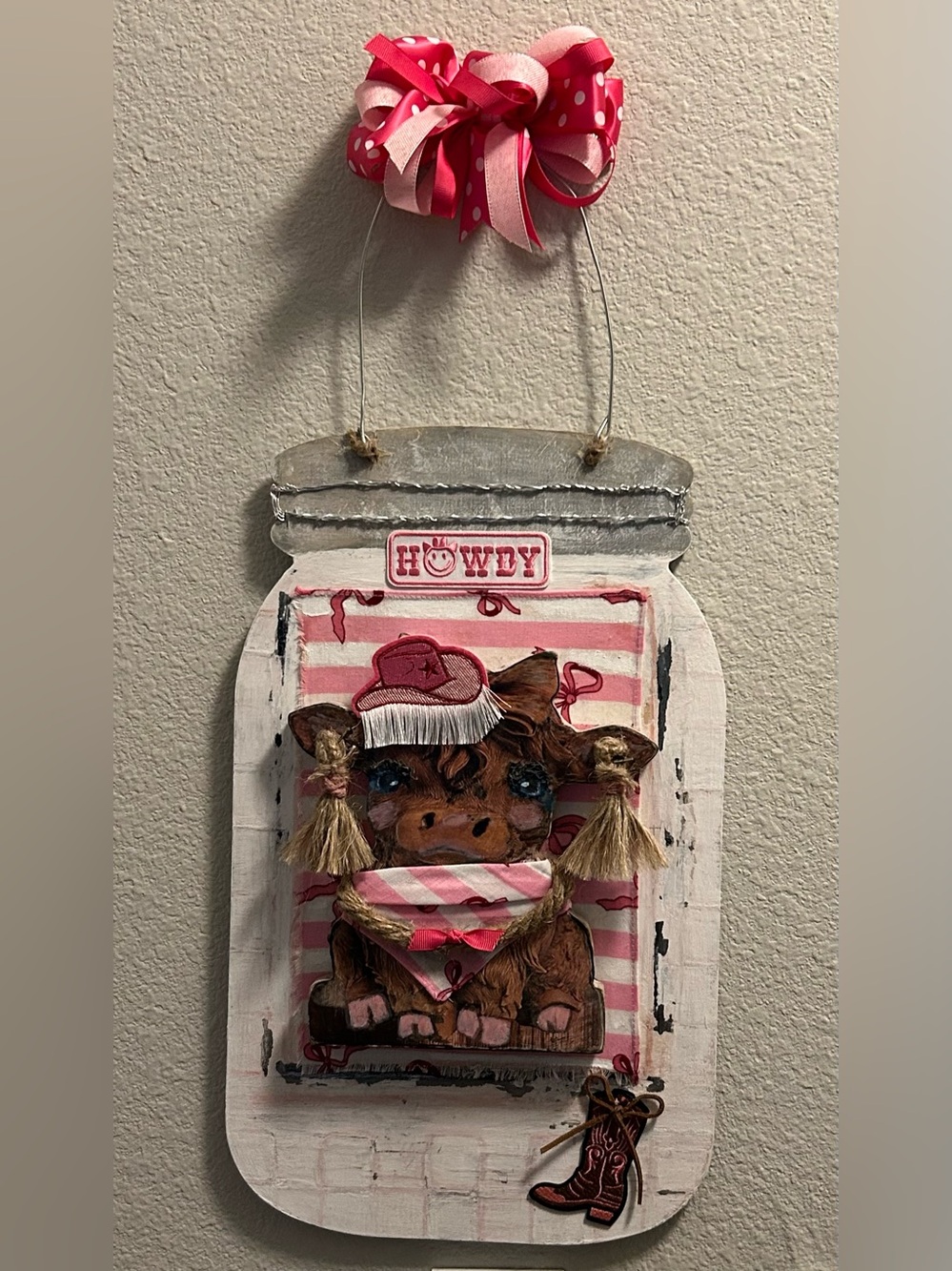 Highland Cow Mason Jar Decoration